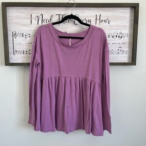 Free People Lavender Peplum Long Sleeve Tunic
